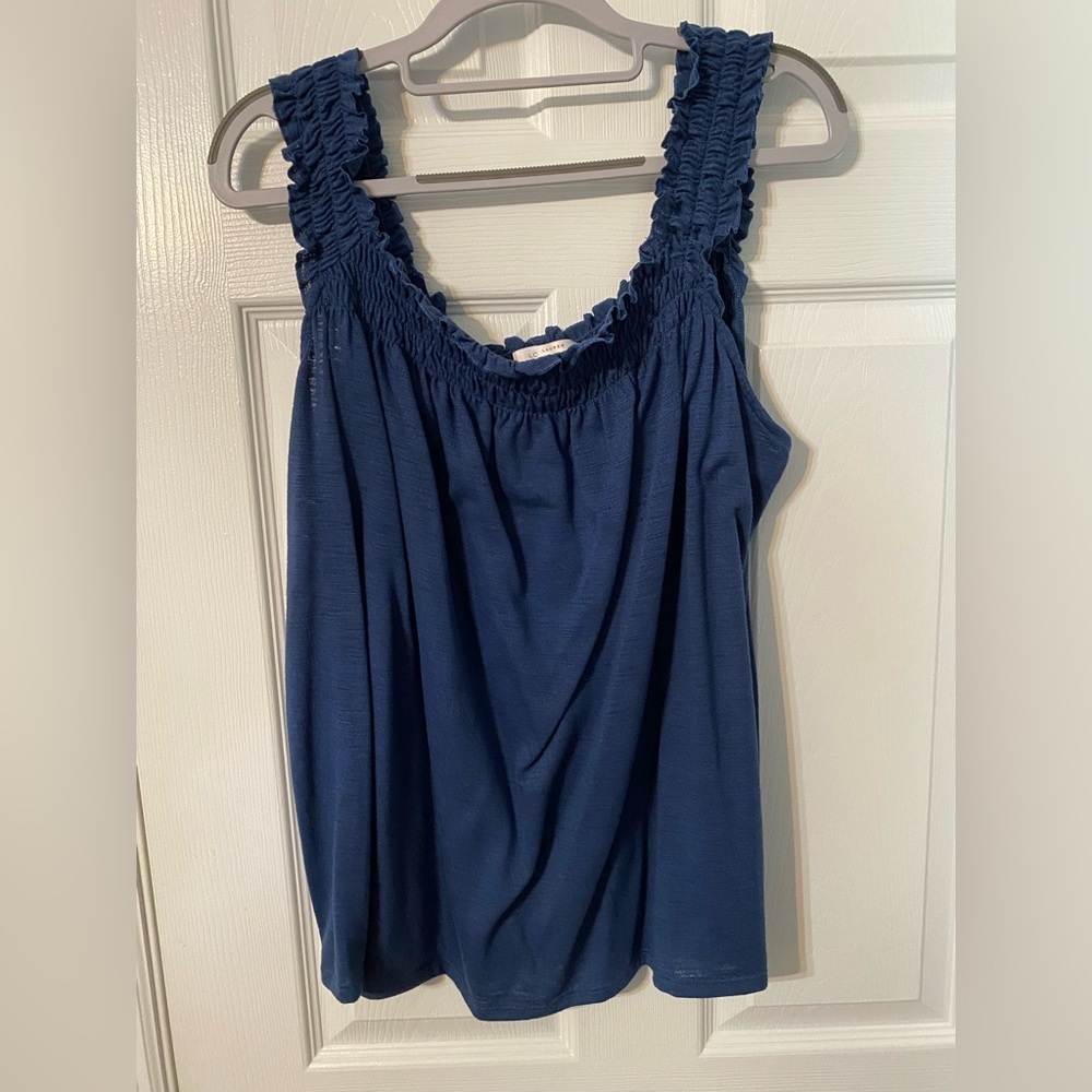 LC Lauren Conrad Deep Blue Ruched Tank Top OX